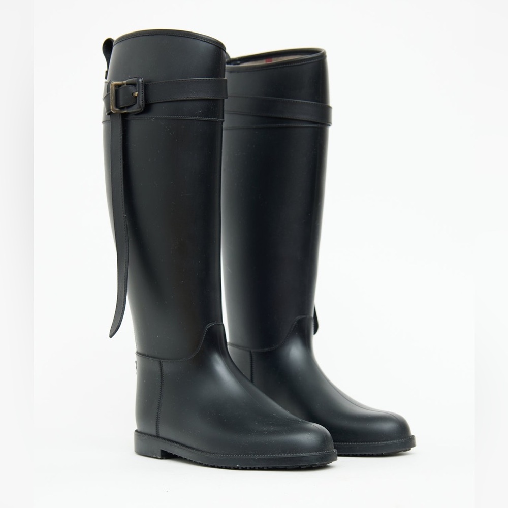 Burberry Black Belt Rubber Riding Boots - Women’s IT38